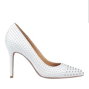 Michael Kors White Claire Studded Leather Pump